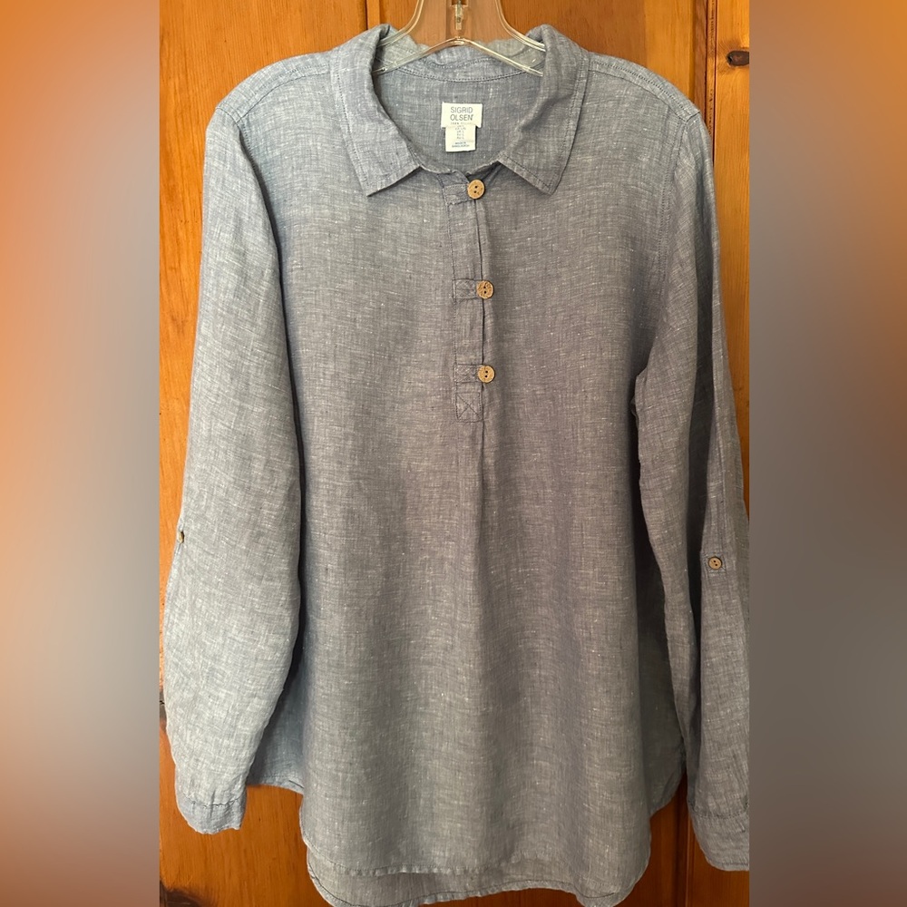 Sigrid Olsen Casual Gray 100% Linen